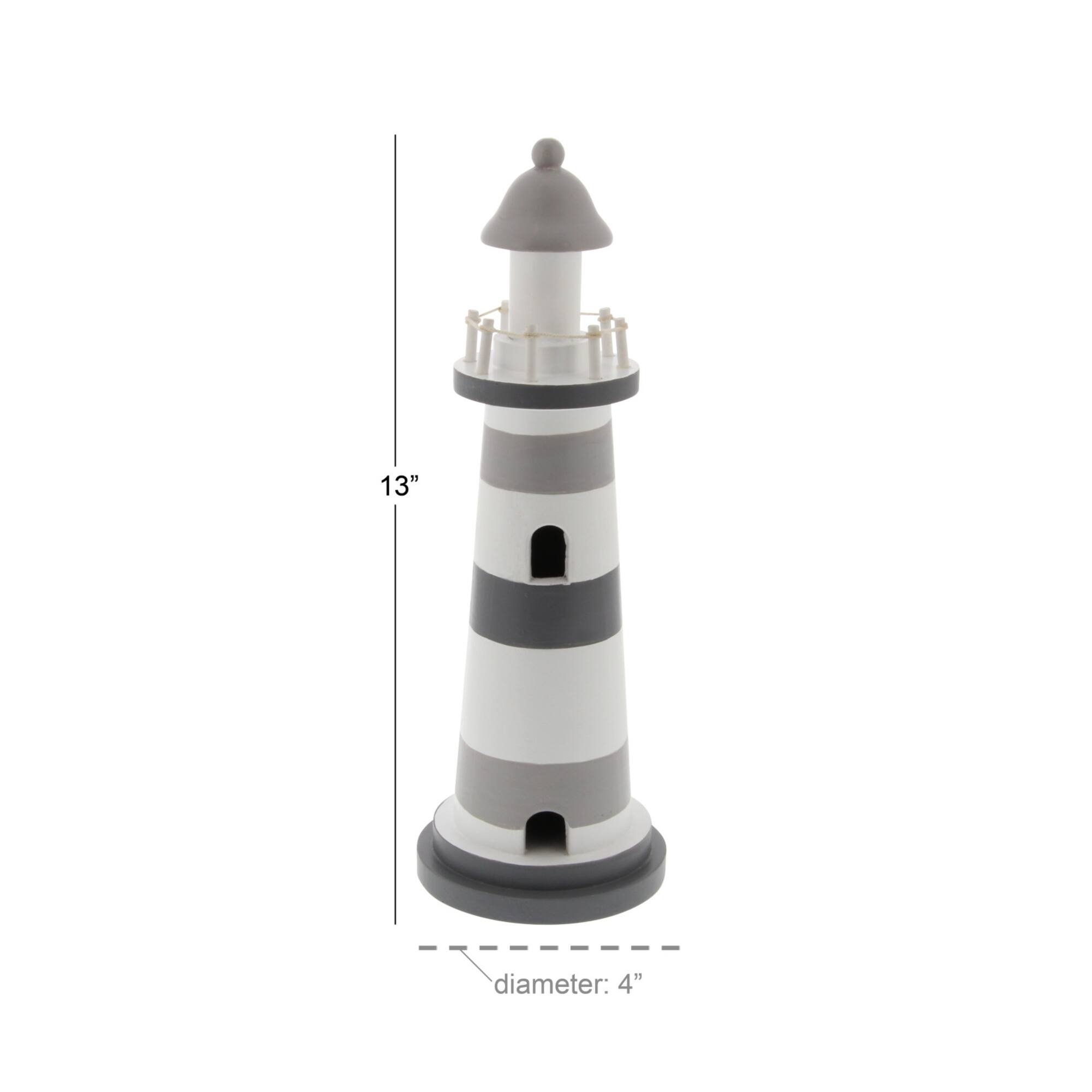 Grey wood Coastal Sculpture, Lighthouse 13" x 4" x 4"